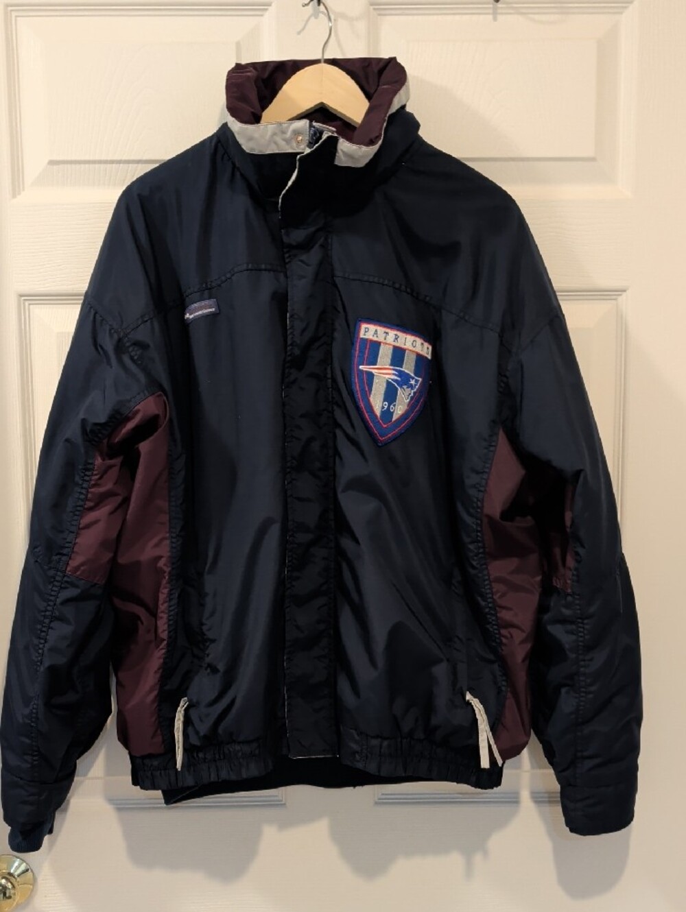 Men's Navy and Burgundy Zip-Up 3=1 Bomber Jacket